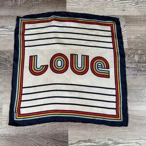 Vintage Love Graphic Stripe Logo Square Scarf Retro 70s Style